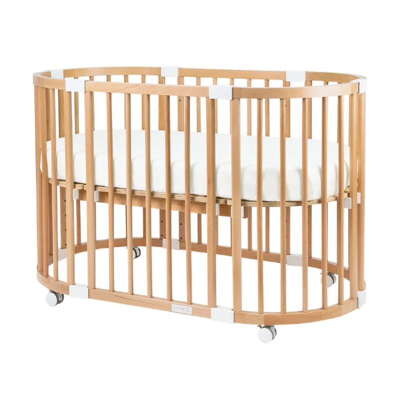 Happy Cot Happy Forever 7-in-1 Convertible Oval Baby Cot - Natural + Free Delivery & Installation + 1 Year Warranty