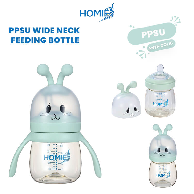 Homie BPA Free Anti-colic PPSU Wide Neck Feeding Baby Milk Bottle - Green