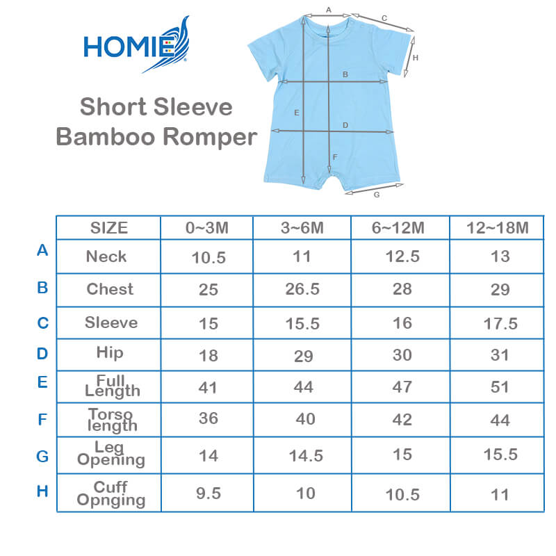 Homie Bamboo Short Sleeve Romper / Sleepwear - Assorted Designs *Choose Design At Booth