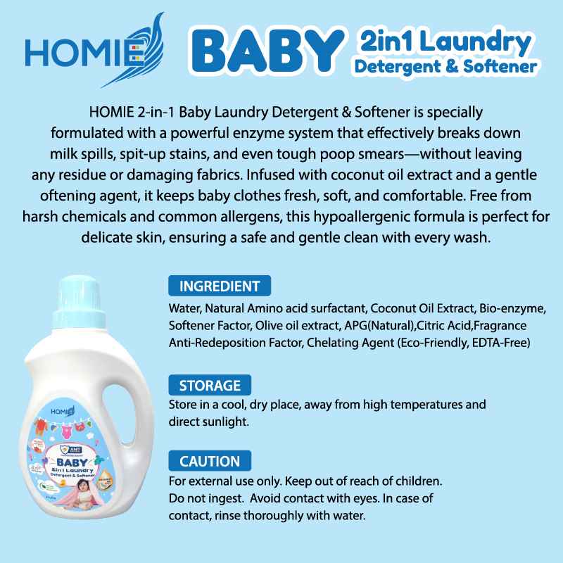 Homie Baby 2-in-1 Laundry Detergent & Softener