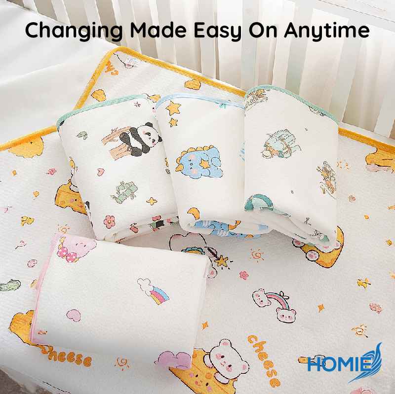 Homie Organic Cotton Waterproof Diaper Changing Mat / Double Side 4 Layer - Assorted Designs *Choose At Booth