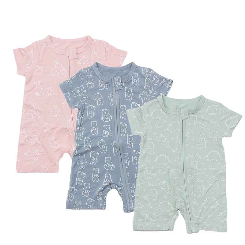Homie Baby Bamboo Short Sleeve Zipper Romper - Assorted Designs *Choose Design At Booth