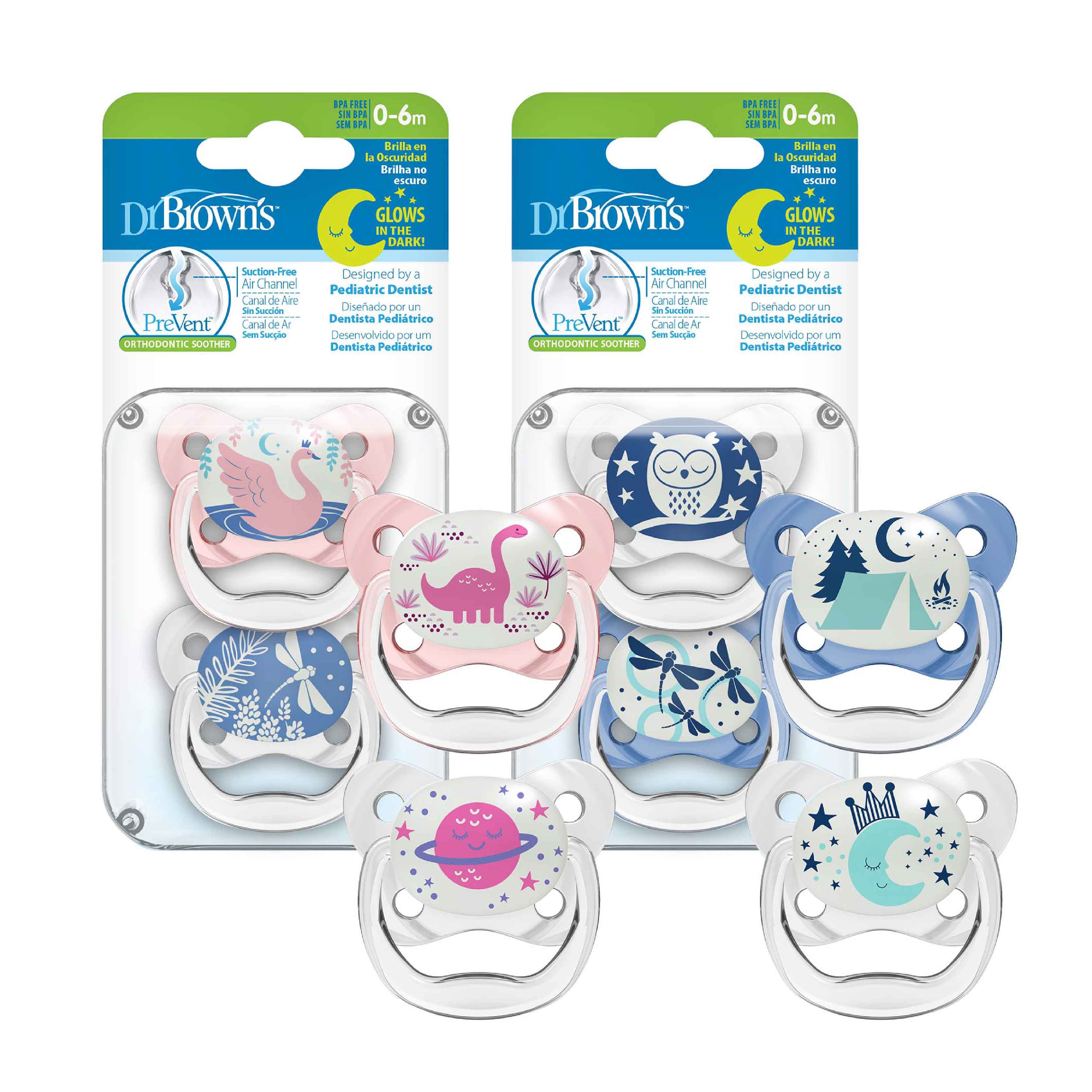 Dr Brown's Prevent Glow In The Dark Butterfly Shield Pacifier, 2pcs