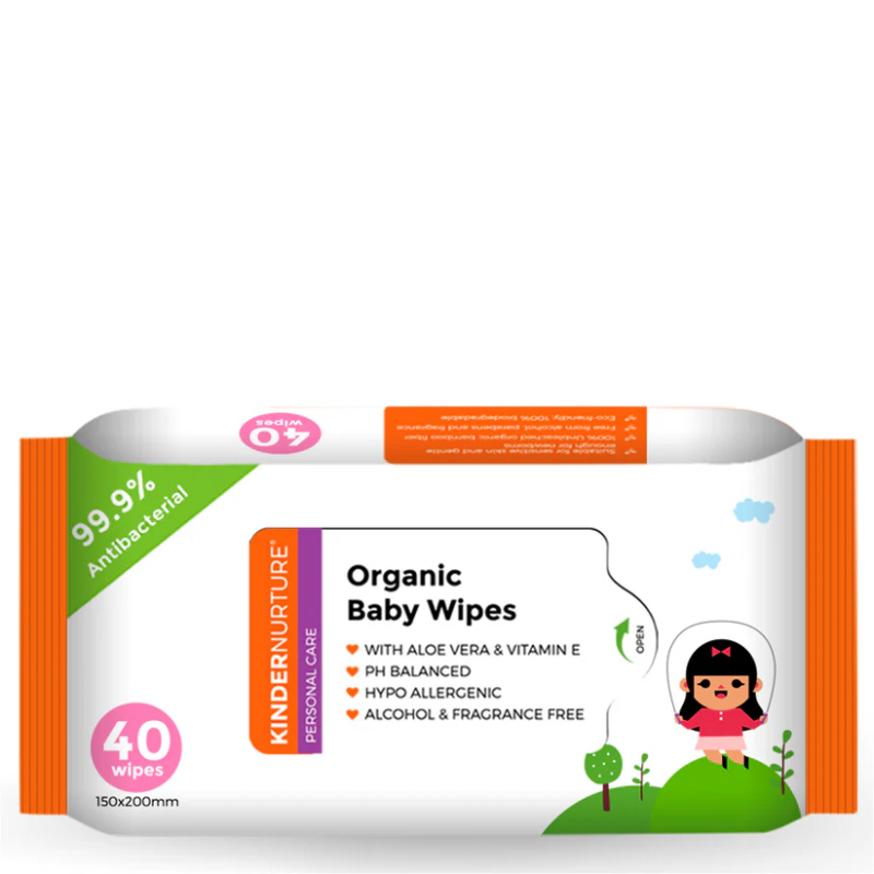 KinderNurture Organic Baby Wipes, 40 Wipes - 1 Carton (36 Packs) (Expiry: Mar-2027)