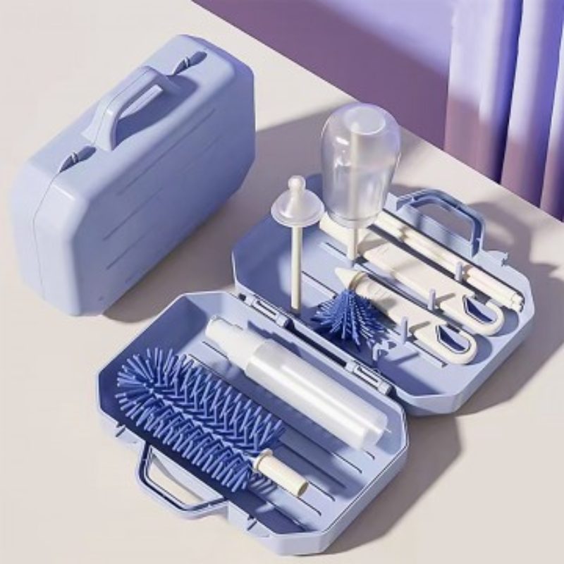 Lucky Baby 6 In 1 Baby Portable Travel Bottle Brush Set - Blue