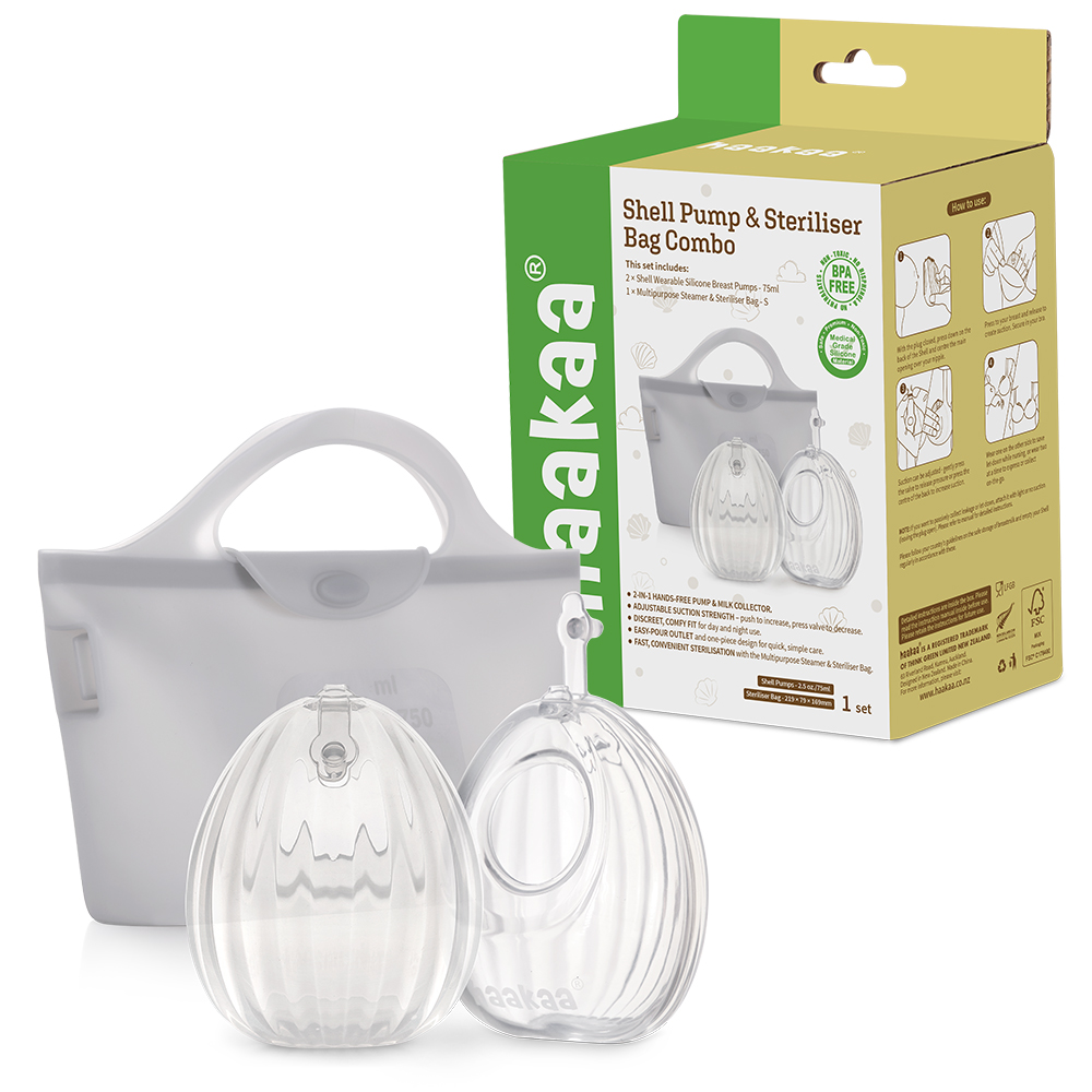 Haakaa 75ml Shell Pumps & Steriliser Bag Combo