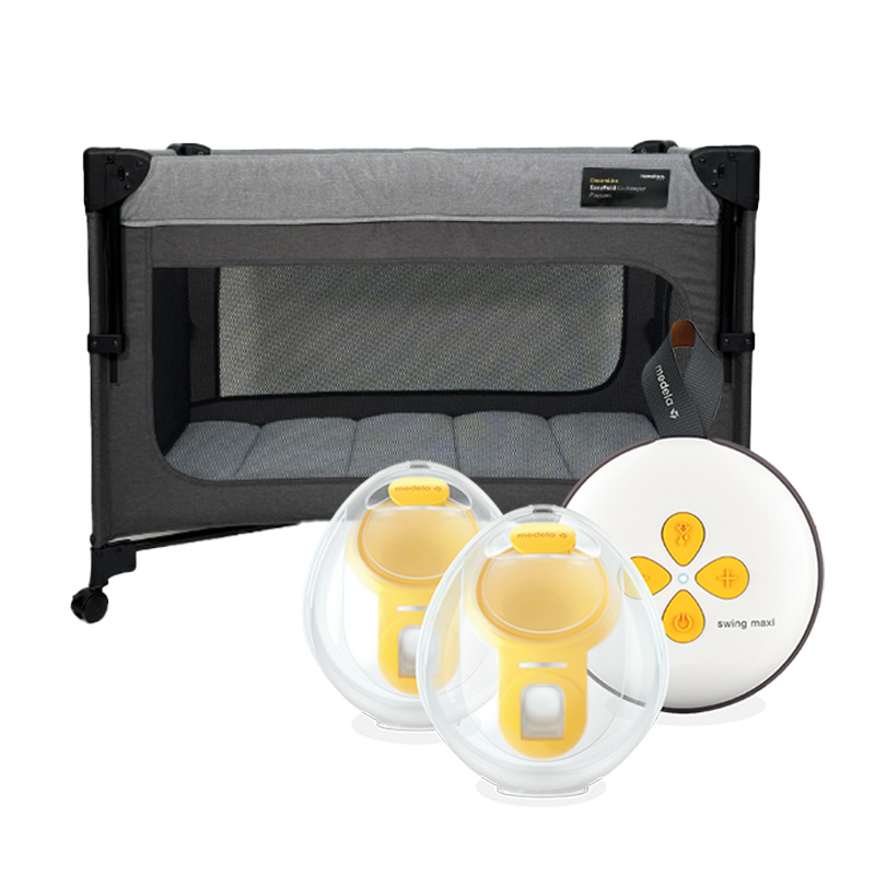 Medela SwingMaxi Hands-free Wearable Breastpump + Hamilton DreamLite EasyFold Co-Sleeper Playpen + FREE GIFT