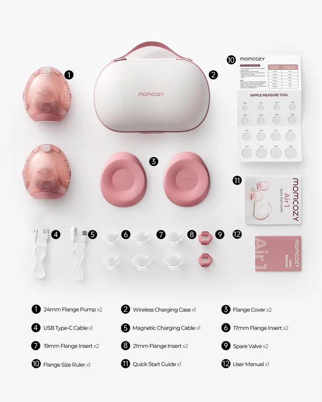 Momcozy Air 1 Ultra-Slim Hands-Free Wearable Pump With Wireless Charging Case + 1 Year Local Warranty & Support + FREE GIFT