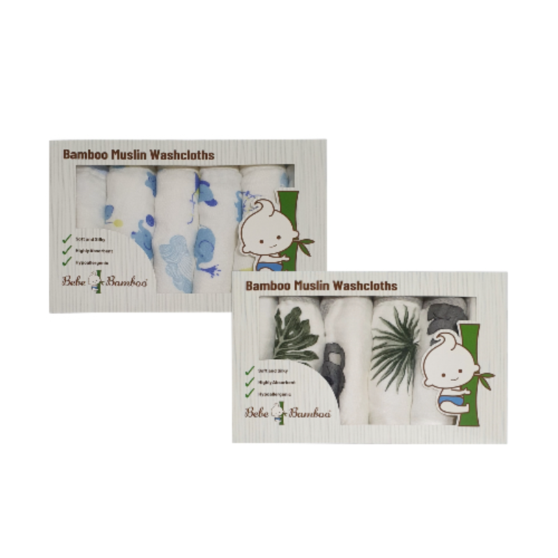 Bebe Bamboo 100% Organic Bamboo Muslin Washcloth (Pack Of 6) - Bundle Of 2