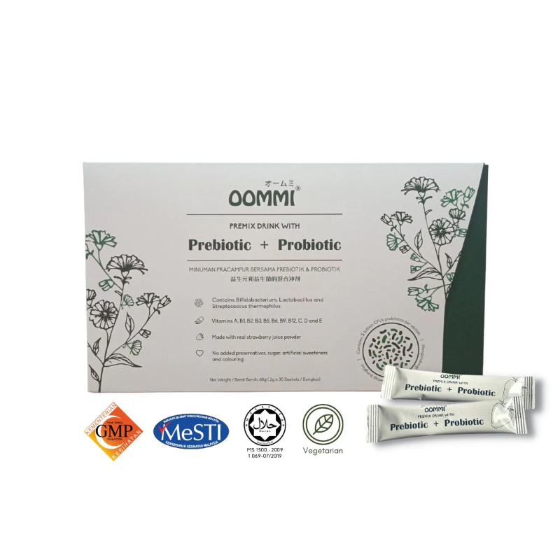 OOMMI Pre+Probiotic+Multivits Daily Premix Drink (30 Sachets)