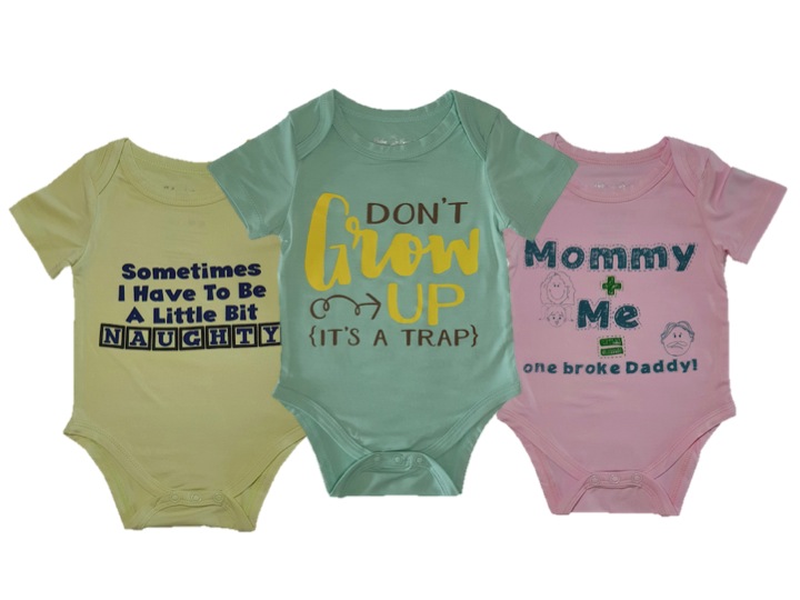 Bebe Bamboo Cute Saying Onesie (Girl Design 1) Bundle Of 3