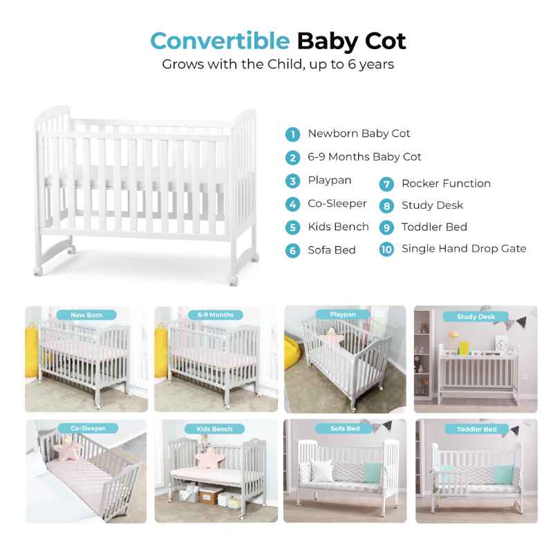 (Bundles Available) Palette Box Dreamer Plus 10-in-1 Convertible Baby Cot