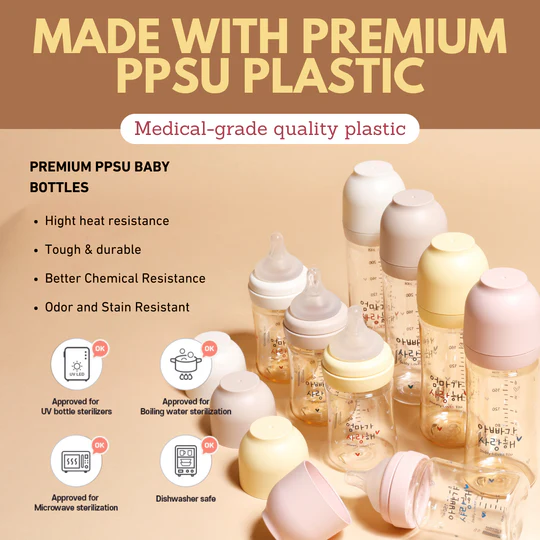 Haenim PPSU Baby Bottle - 150ml / 250ml + X2 Teats/pack (S/M)