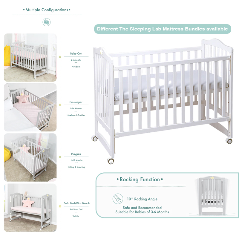 Palette Box Sweet Dreams 7-in-1 Convertible Baby Cot (With The Sleeping Lab Mattress Bundles) Without Installation