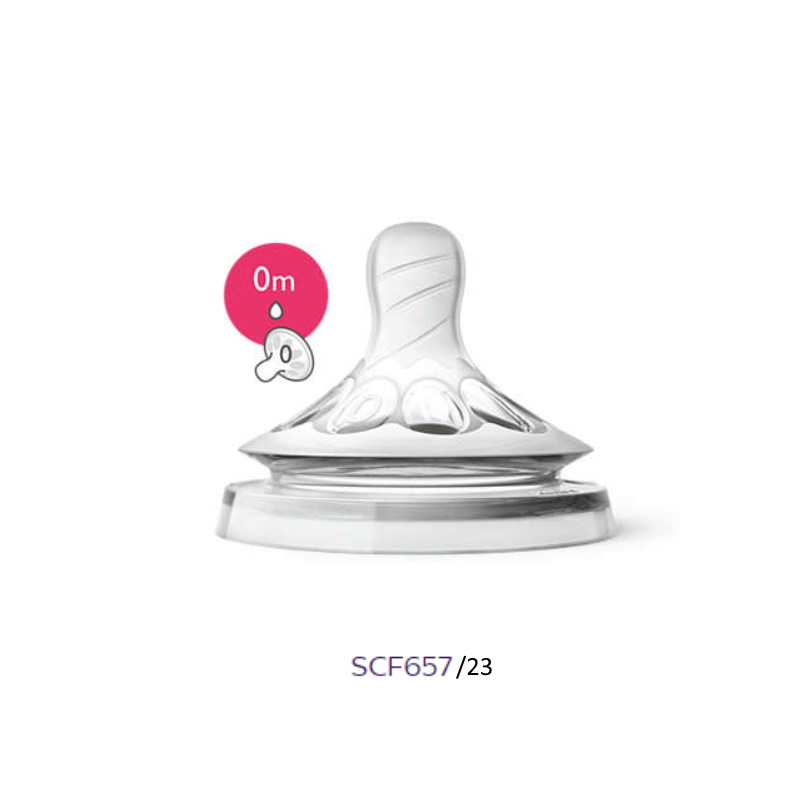 Philips Avent Natural Teat Variable/Thicker Feed/First Flow (Twin Pack) 0-9months (SCF655-657/23)