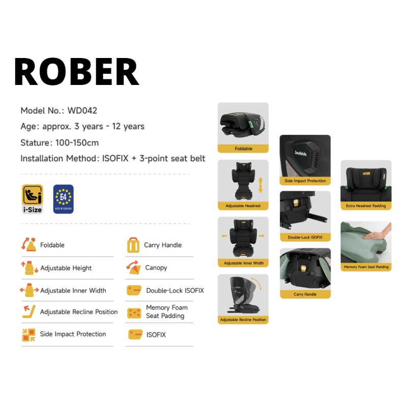 Jovikids Rober Travel / Foldable I-Size R129 Toddler Carseat