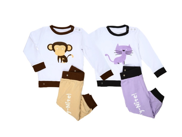 Bebe Bamboo Snap Waist Bamboo Pyjamas X 2 (Cat And Monkey Designs)