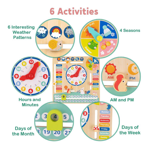 Tooky Toy Montessori Educative Learning Wooden My Calendar Activity Toy