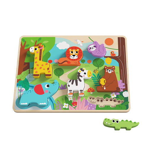 Tooky Toy Montessori Educative Learning Wooden Chunky Puzzle