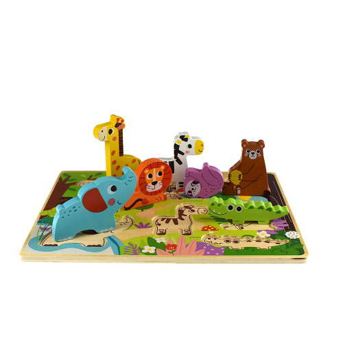 Tooky Toy Montessori Educative Learning Wooden Chunky Puzzle