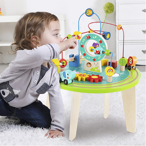 Tooky Toy Montessori Educative Learning Wooden Activity Table Sensory Toy