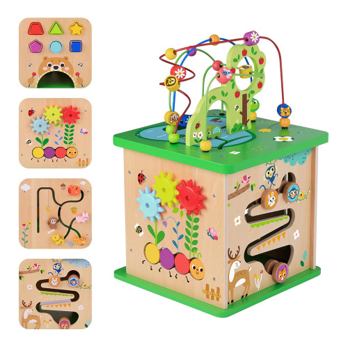 Tooky Toy Montessori Educative Learning Wooden Play Cube Centre Activity Toy