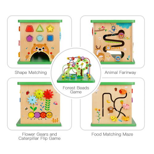 Tooky Toy Montessori Educative Learning Wooden Play Cube Centre Activity Toy
