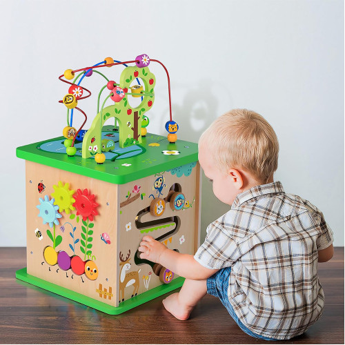 Tooky Toy Montessori Educative Learning Wooden Play Cube Centre Activity Toy