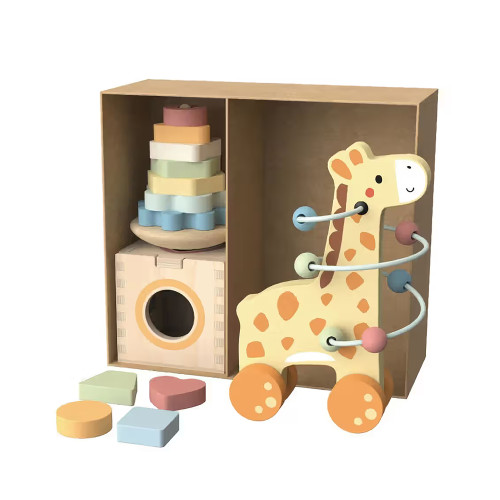 Tooky Toy Montessori Educative Learning Wooden 3 In 1 Box (Giraffe)