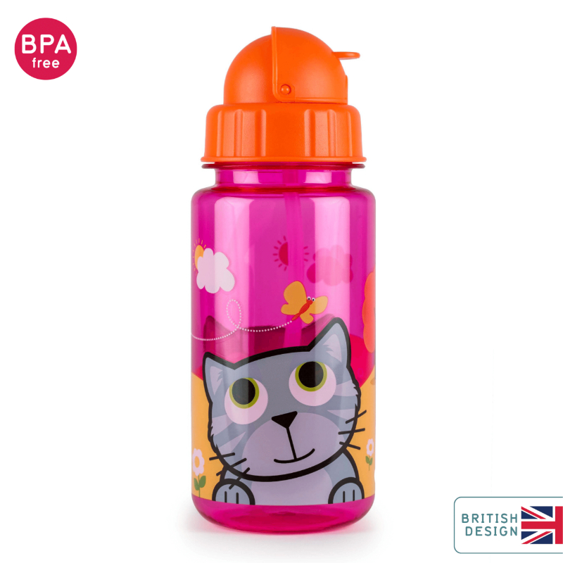 Tum Tum Flip Top Kids Water Bottle With Straw - 400ml