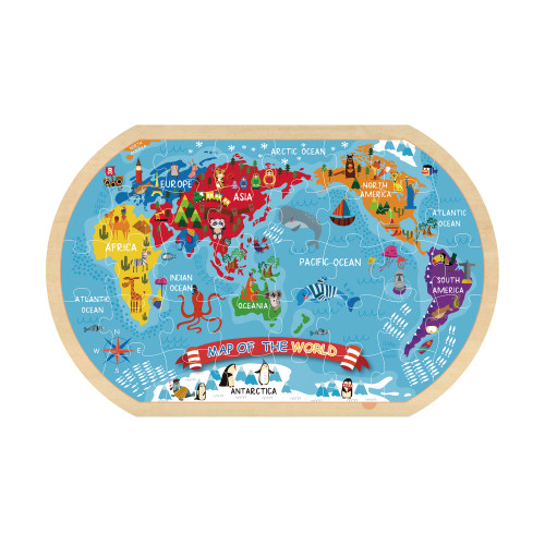 Tooky Toy Montessori Educative Learning Wooden World Map Puzzle Activity Toy