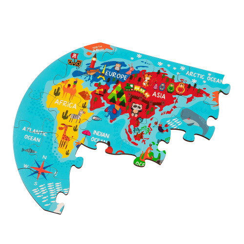 Tooky Toy Montessori Educative Learning Wooden World Map Puzzle Activity Toy