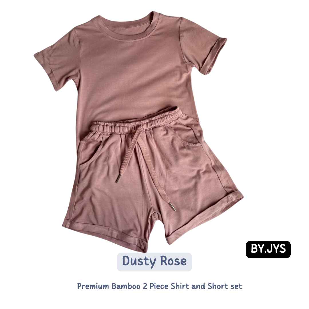 BY.JYS Bamboo Two-pieces Set In Dusty Rose (3 To 24 Months)