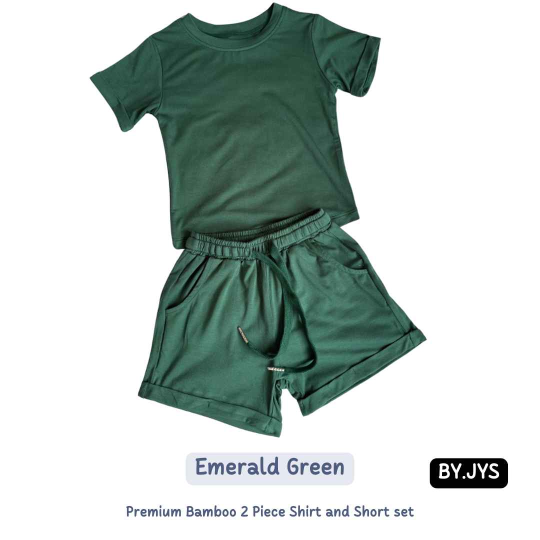 BY.JYS Bamboo Two-pieces Set In Emerald Green (3 To 24 Months)