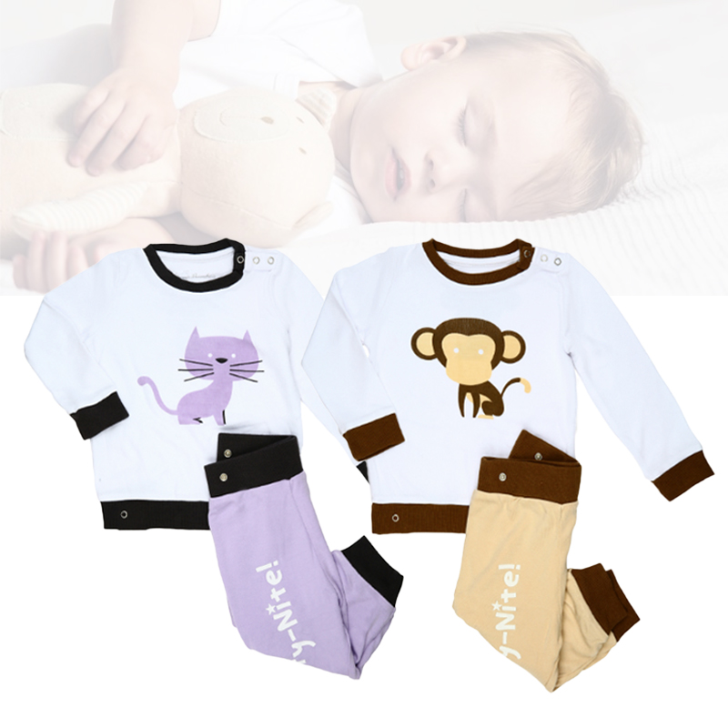 Bebe Bamboo Snap Waist Bamboo Pyjamas X 2 (Cat And Monkey Designs)