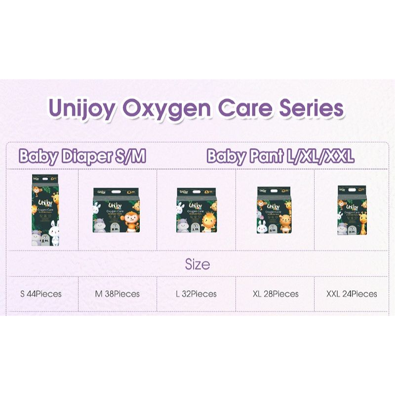 Unijoy Oxygen Care Ultra-Soft Disposable Diapers (Tape)