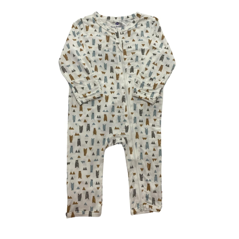 Viva Felicity Bamboo Dual-Zipper Romper - Bear