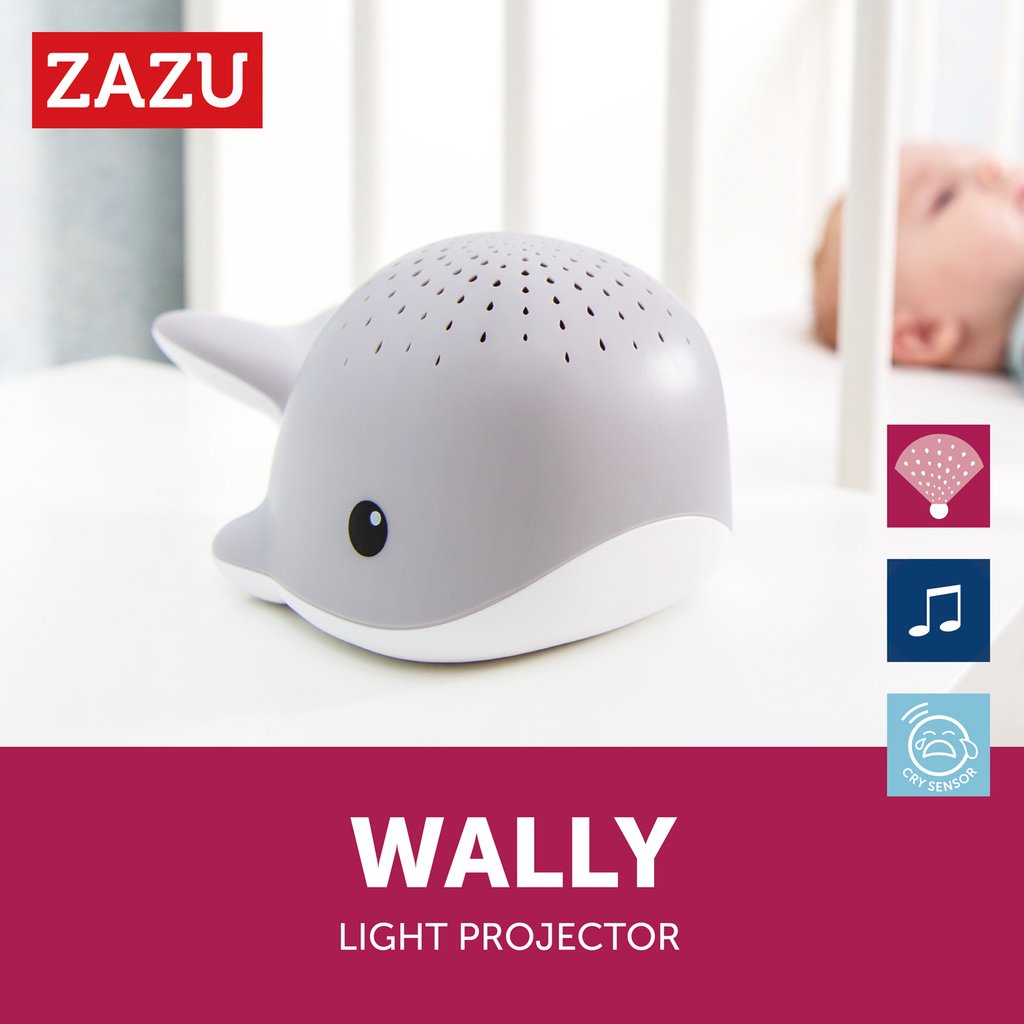 Zazu Bedtime Light Projector Sleep Soother With Melodies And Cry Sensor, Wally The Whale