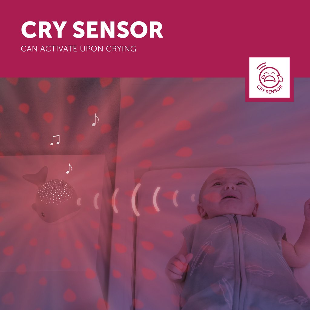 Zazu Bedtime Light Projector Sleep Soother With Melodies And Cry Sensor, Wally The Whale