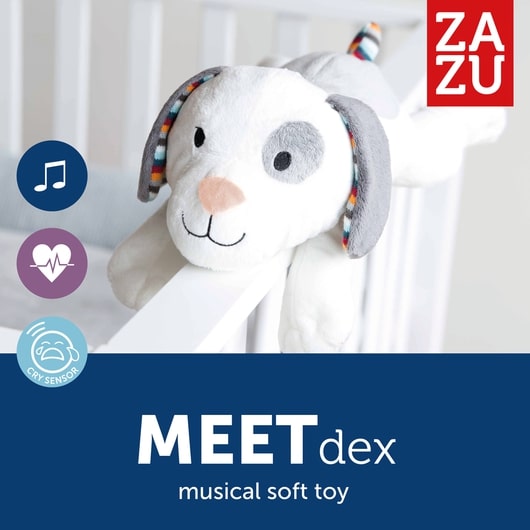 Zazu Heartbeat Soft Toy Sleep Soother, Dex The Dog
