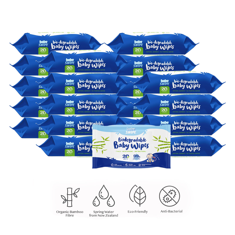 [Carton Deal] BabySWIPE BioDegradable Organic Bamboo Wet Wipes 20sx 20 Packs