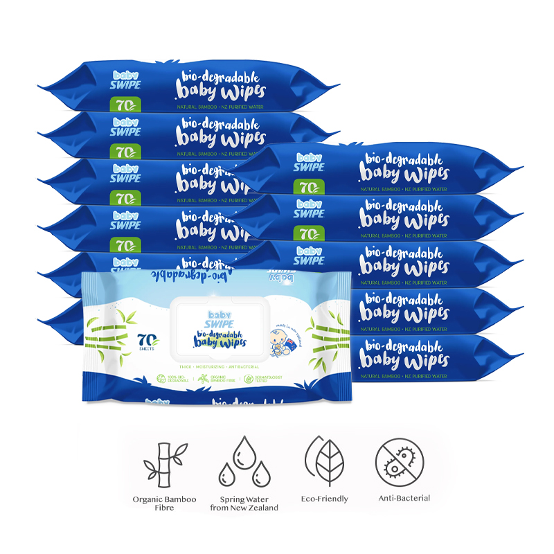 [Carton Deal] BabySWIPE BioDegradable Organic Bamboo Wet Wipes 70sx12pks