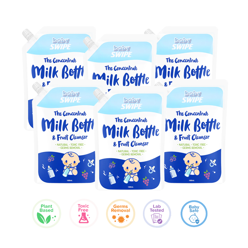 [Carton Deals] BabySWIPE Milk Bottle & Fruit Cleanser 1L Pouch Pack (Bundle Of 6)